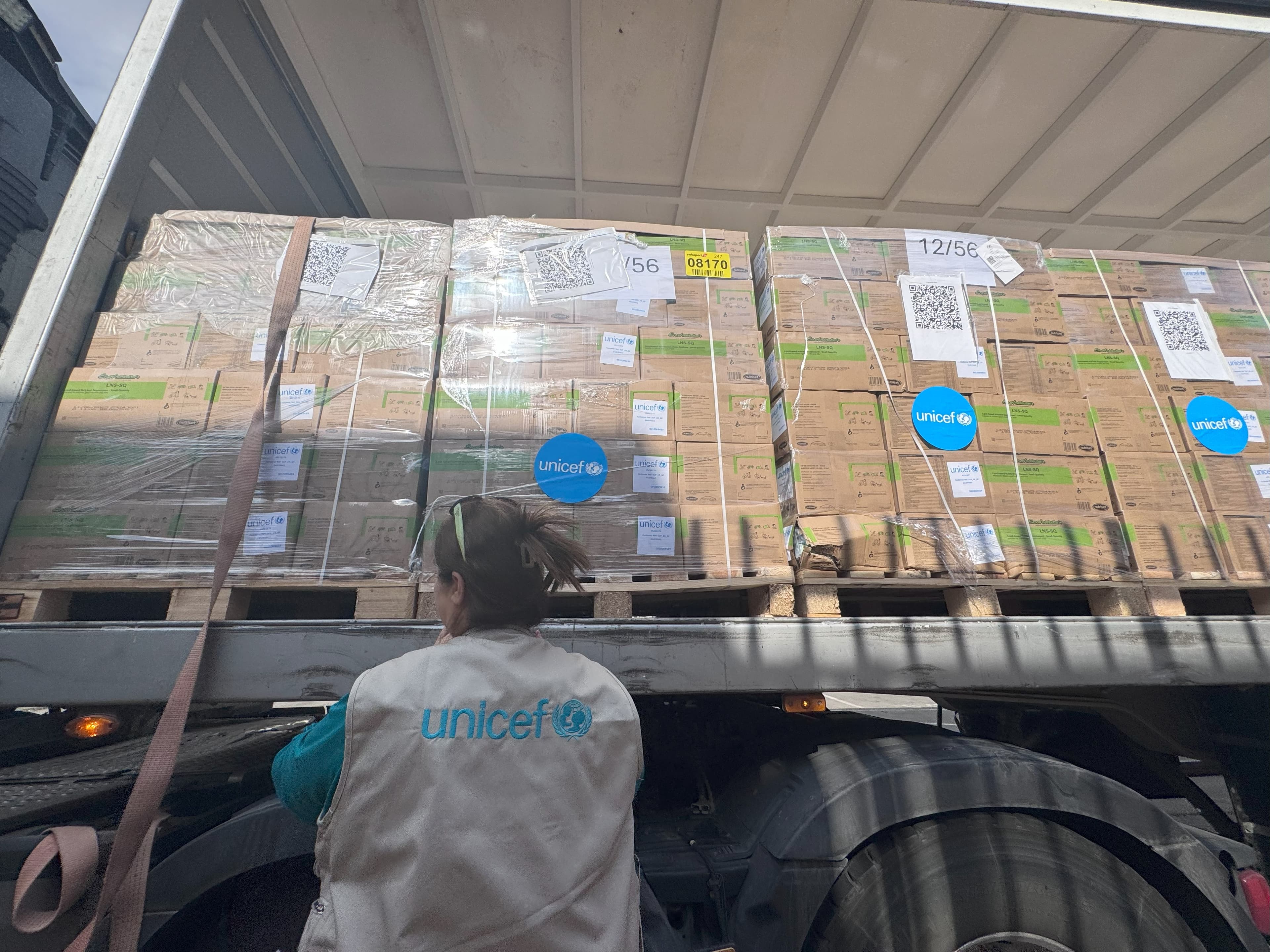 UNICEF-leverans i Gaza - augusti 2025